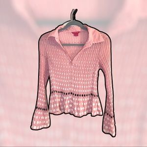 Sunny Leigh Pink Polka Dot Blouse size Small